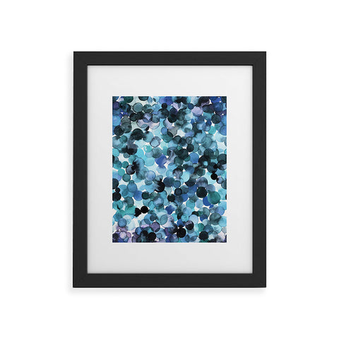 Ninola Design Blue watercolor dots Framed Art Print