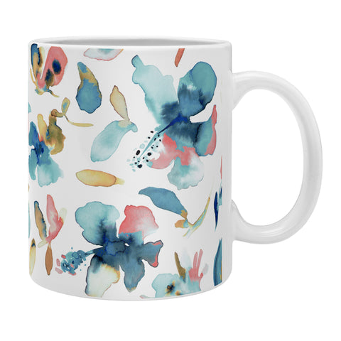 Ninola Design Blue Watercolor Hibiscus Floral Coffee Mug