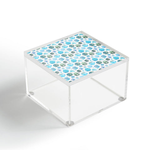 Ninola Design Blue Watercolor Polka Dots Acrylic Box