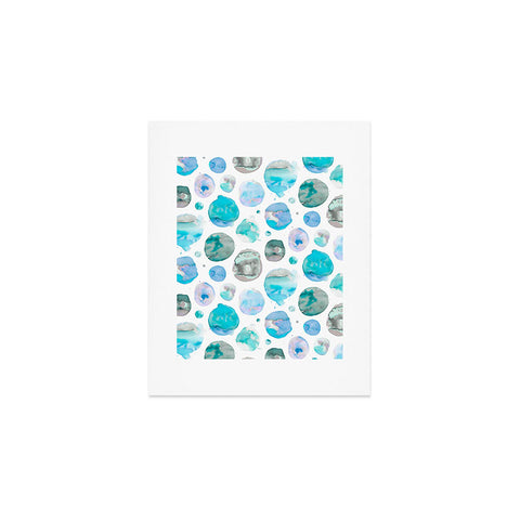 Ninola Design Blue Watercolor Polka Dots Art Print