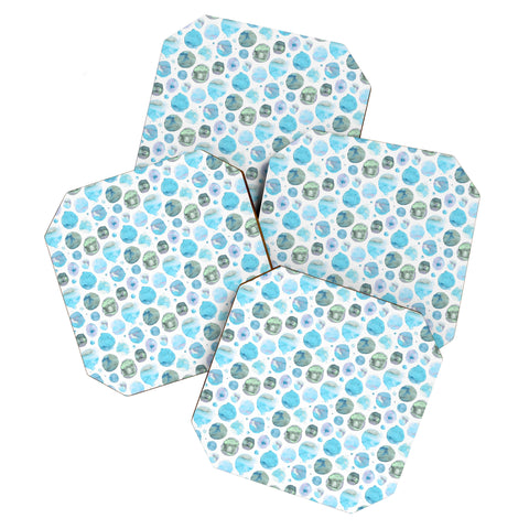 Ninola Design Blue Watercolor Polka Dots Coaster Set