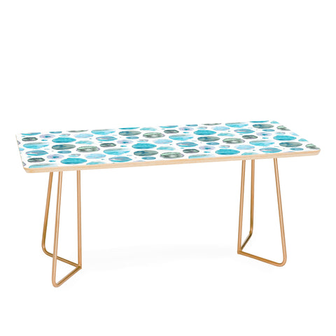 Ninola Design Blue Watercolor Polka Dots Coffee Table