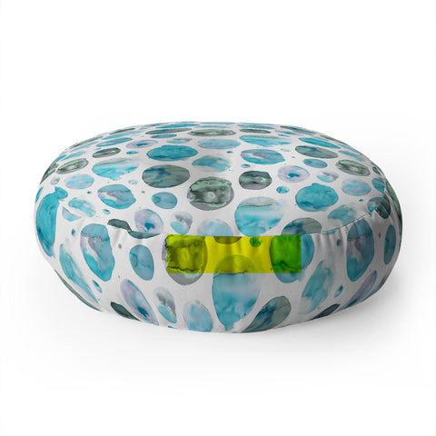 Ninola Design Blue Watercolor Polka Dots Floor Pillow Round