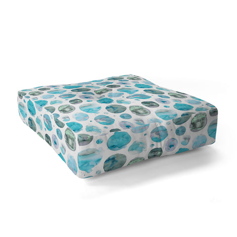 Ninola Design Blue Watercolor Polka Dots Floor Pillow Square