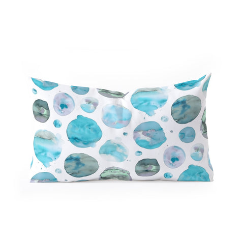 Ninola Design Blue Watercolor Polka Dots Oblong Throw Pillow