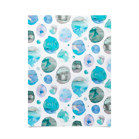Ninola Design Blue Watercolor Polka Dots Poster
