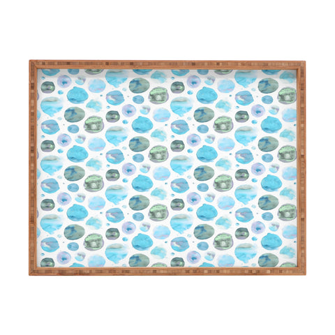 Ninola Design Blue Watercolor Polka Dots Rectangular Tray