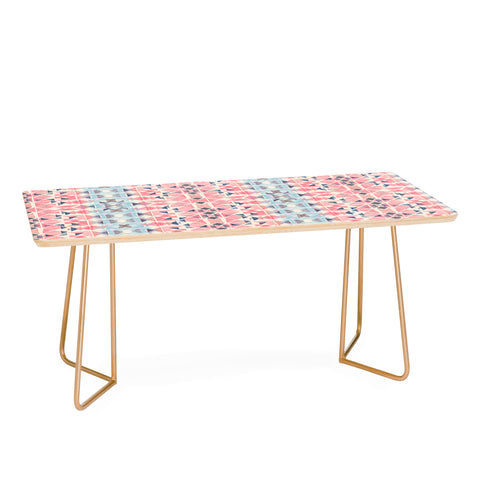 Ninola Design Boho Tribal Coral Pastel Coffee Table
