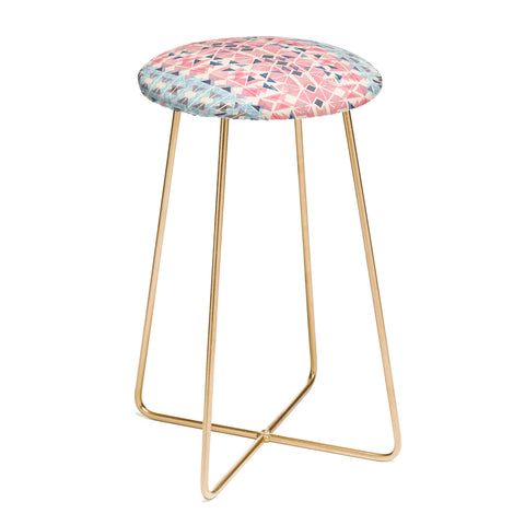 Ninola Design Boho Tribal Coral Pastel Counter Stool