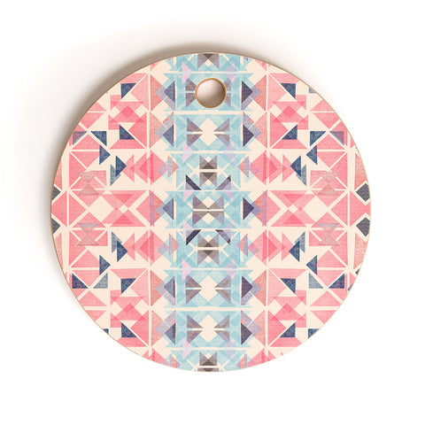 Ninola Design Boho Tribal Coral Pastel Cutting Board Round