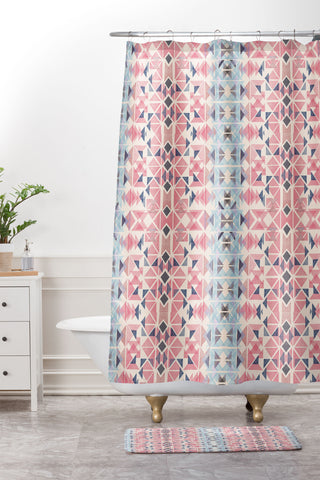 Ninola Design Boho Tribal Coral Pastel Shower Curtain And Mat