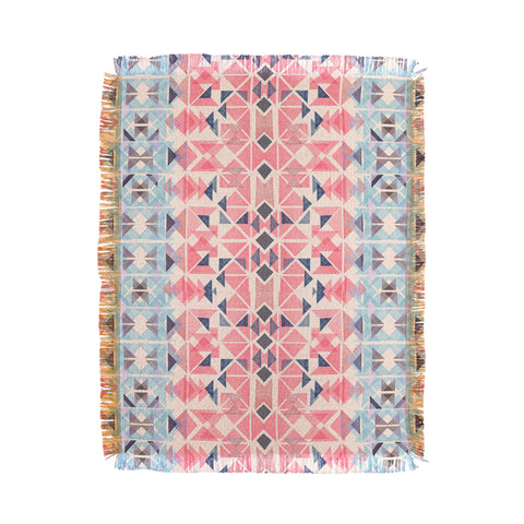 Ninola Design Boho Tribal Coral Pastel Throw Blanket
