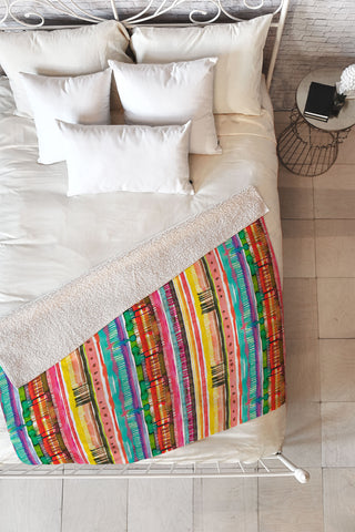 Ninola Design Boho Watercolor Tribal Fleece Throw Blanket