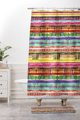 Ninola Design Boho Watercolor Tribal Shower Curtain And Mat