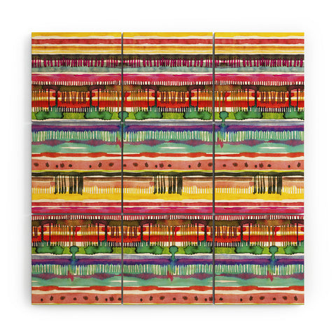 Ninola Design Boho Watercolor Tribal Wood Wall Mural