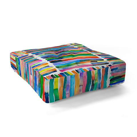 Ninola Design Bold and bright stripes Multi Floor Pillow Square