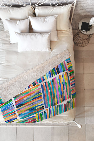 Ninola Design Bold and bright stripes Multi Fleece Throw Blanket