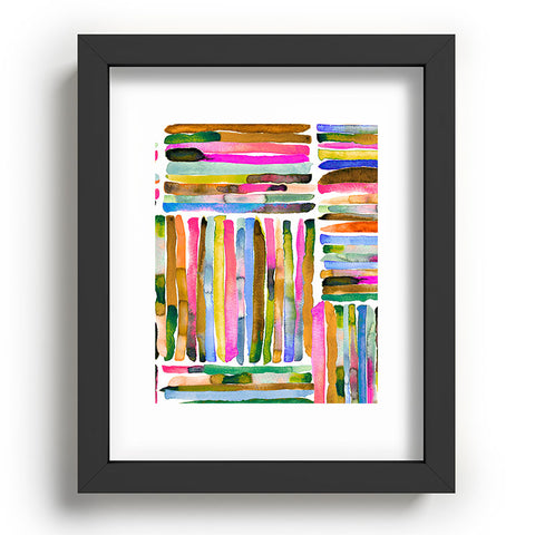 Ninola Design Bold bright stripes Pink Recessed Framing Rectangle
