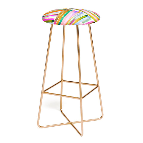 Ninola Design Bold bright stripes Pink Bar Stool