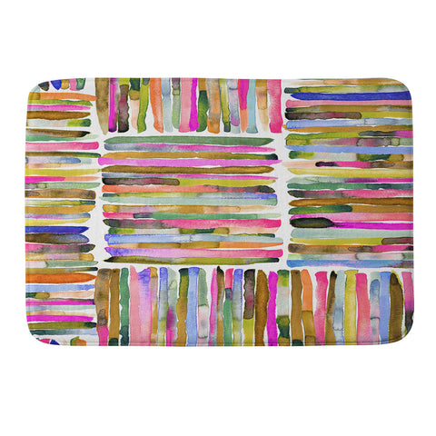 Ninola Design Bold bright stripes Pink Memory Foam Bath Mat