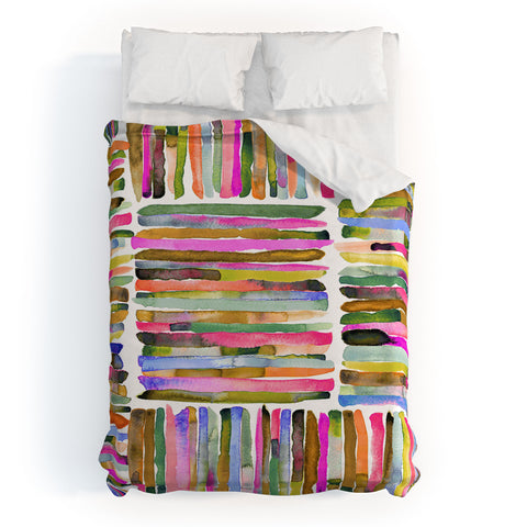 Ninola Design Bold bright stripes Pink Duvet Cover