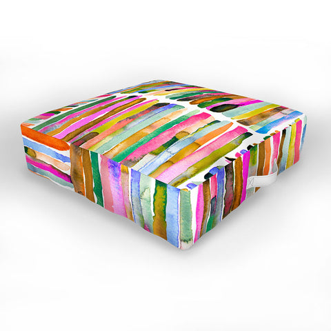 Ninola Design Bold bright stripes Pink Outdoor Floor Cushion