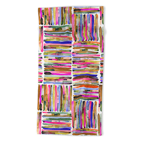Ninola Design Bold bright stripes Pink Beach Towel