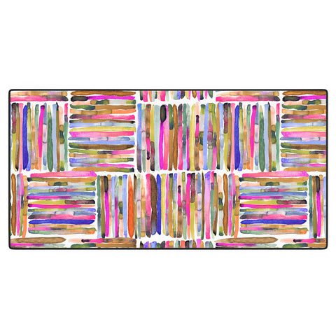 Ninola Design Bold bright stripes Pink Desk Mat