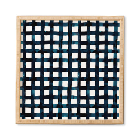 Ninola Design Bold grid plaids Navy Framed Wall Art