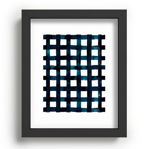 Ninola Design Bold grid plaids Navy Recessed Framing Rectangle