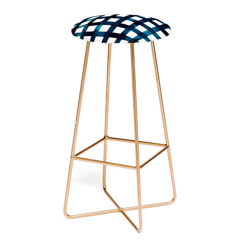 Ninola Design Bold grid plaids Navy Bar Stool