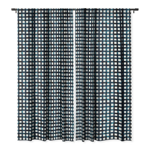 Ninola Design Bold grid plaids Navy Blackout Window Curtain