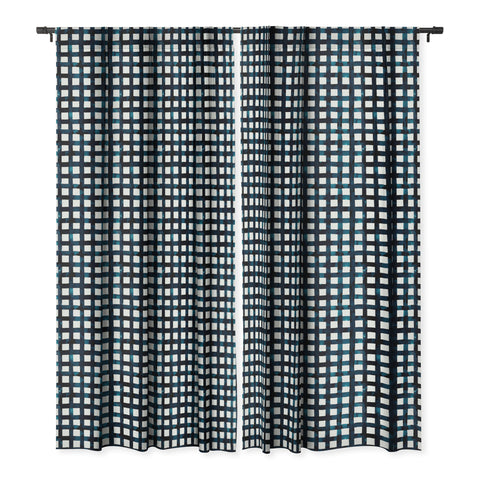 Ninola Design Bold grid plaids Navy Blackout Window Curtain