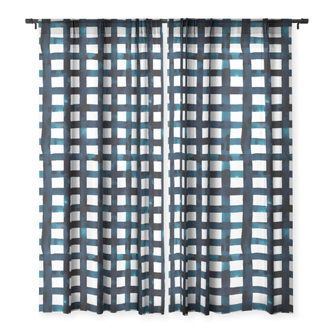 Ninola Design Bold grid plaids Navy Sheer Non Repeat