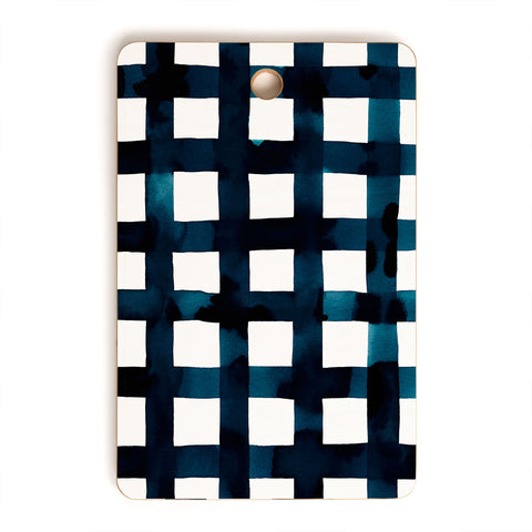 Ninola Design Bold grid plaids Navy Cutting Board Rectangle