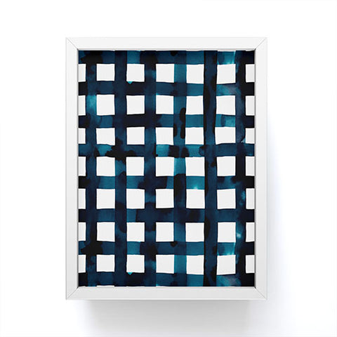 Ninola Design Bold grid plaids Navy Framed Mini Art Print