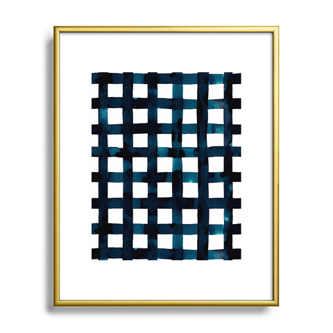 Ninola Design Bold grid plaids Navy Metal Framed Art Print