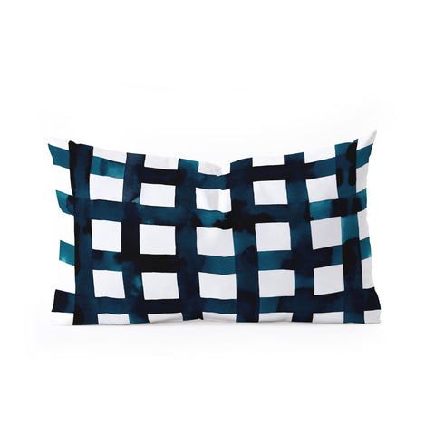 Ninola Design Bold grid plaids Navy Oblong Throw Pillow