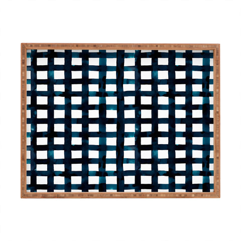Ninola Design Bold grid plaids Navy Rectangular Tray