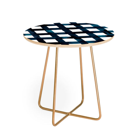 Ninola Design Bold grid plaids Navy Round Side Table