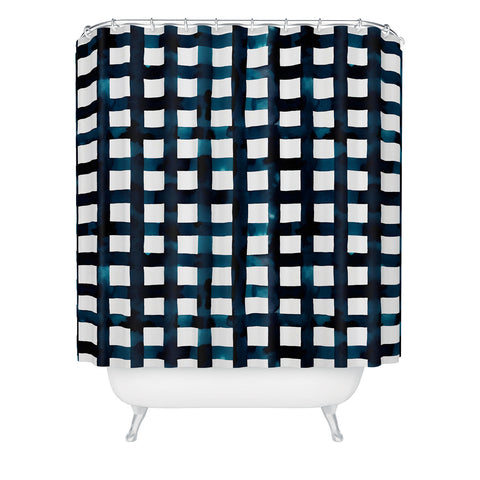Ninola Design Bold grid plaids Navy Shower Curtain