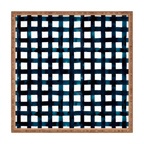 Ninola Design Bold grid plaids Navy Square Tray
