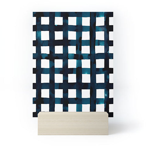 Ninola Design Bold grid plaids Navy Mini Art Print