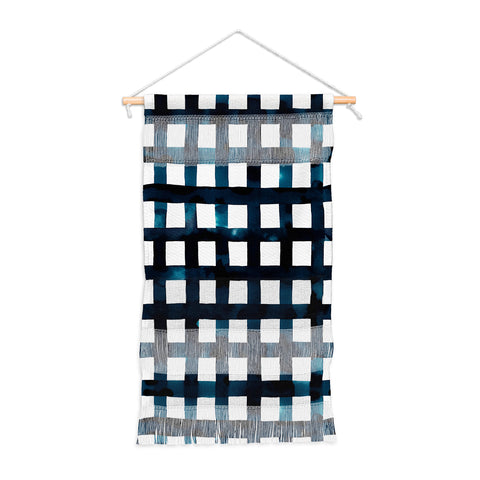 Ninola Design Bold grid plaids Navy Wall Hanging Portrait