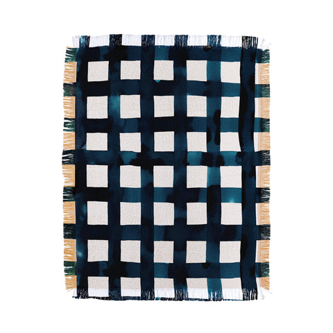 Ninola Design Bold grid plaids Navy Throw Blanket