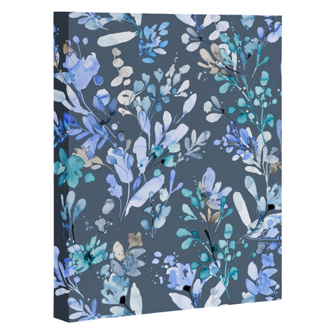 Ninola Design Botanical Abstract Blue Art Canvas