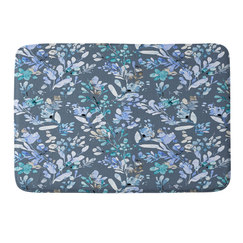 Ninola Design Botanical Abstract Blue Memory Foam Bath Mat