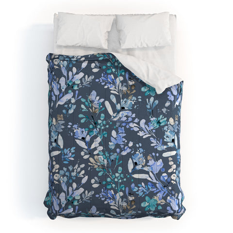 Ninola Design Botanical Abstract Blue Comforter