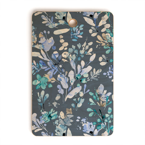 Ninola Design Botanical Abstract Blue Cutting Board Rectangle
