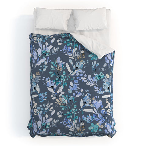 Ninola Design Botanical Abstract Blue Duvet Cover